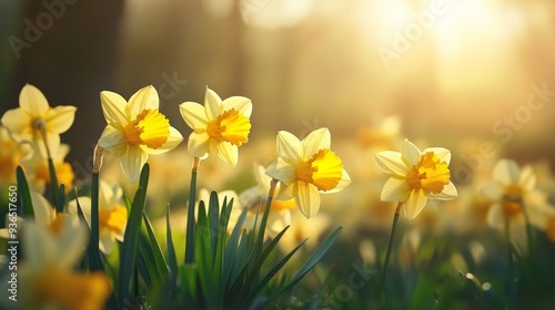 Enormous, golden daffodils photo