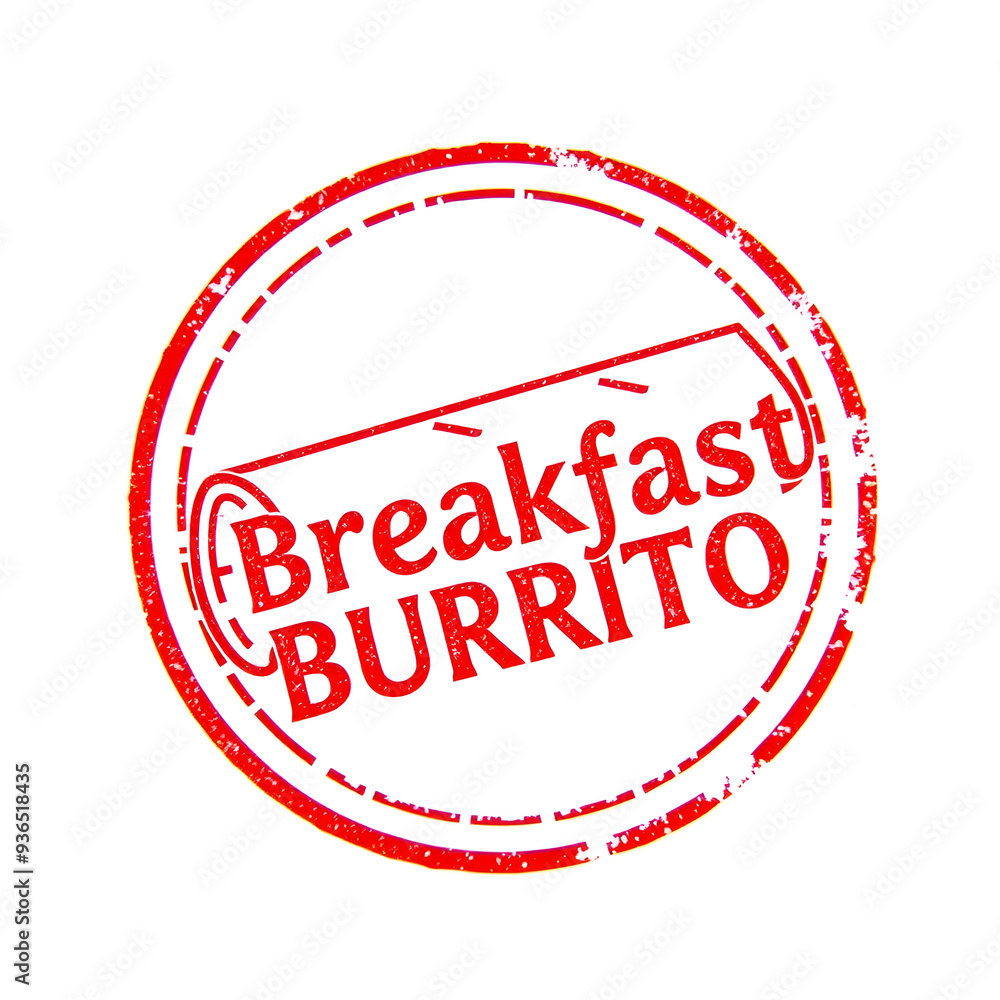 Breakfast burrito stamp red rubber stamp on white background. Generative AI Breakfast burrito stamp red rubber stamp on white background. Generative AI