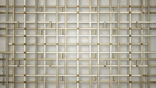 Geometric pattern of intersecting horizontal and vertical lines forming a precise grid on a light gray background, ideal for design and architecture concepts.