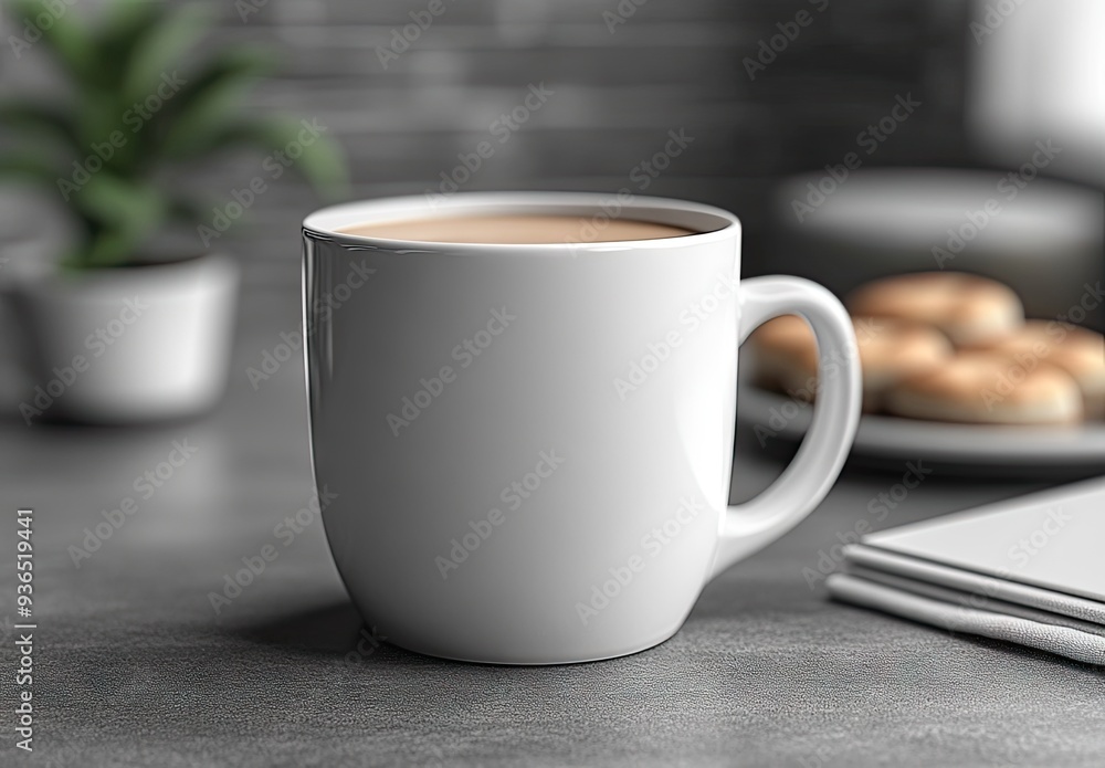 White Coffee Mug on Table White Coffee Mug on Table