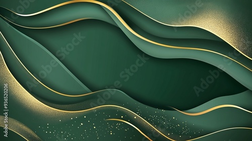 Green and gold luxury background with a modern classic premium design template. Ideal for beautiful marriage invitations, celebration artwork, and business or event occasions. 