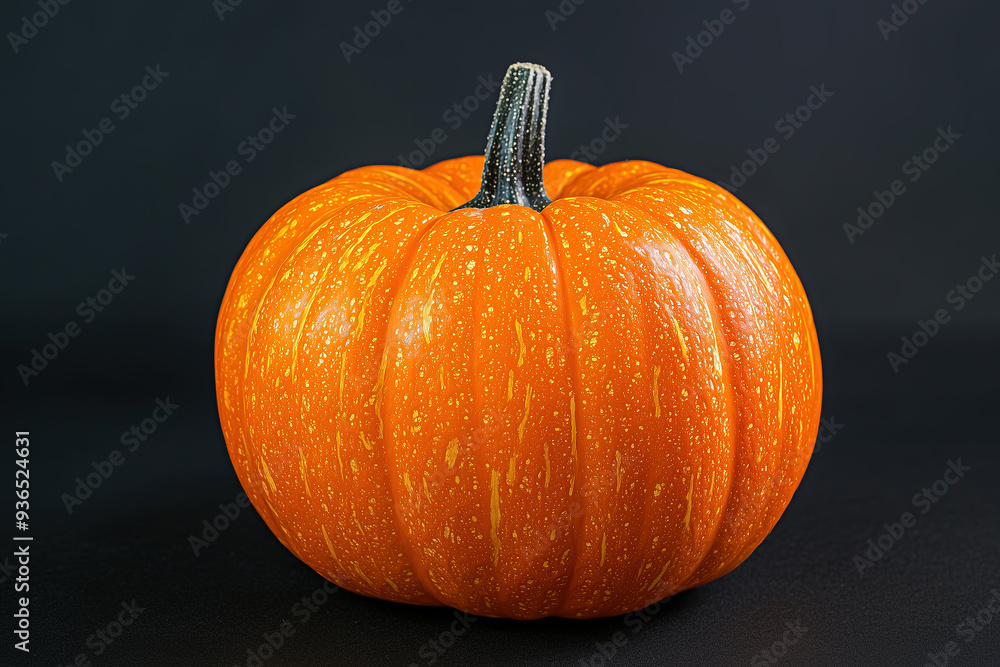 One pumpkin on a black background, a Halloween decoration One pumpkin on a black background, a Halloween decoration