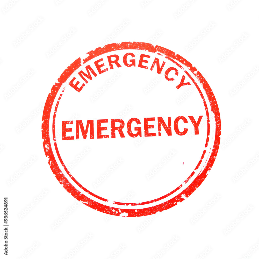 Emergency red rubber stamp on white background. Generative AI Emergency red rubber stamp on white background. Generative AI