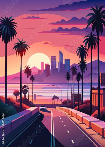 sunset in the city