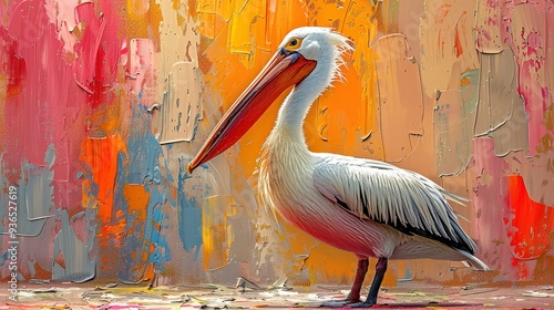 watercolor pelican portrait, abstract painting, birds, pelican, stork