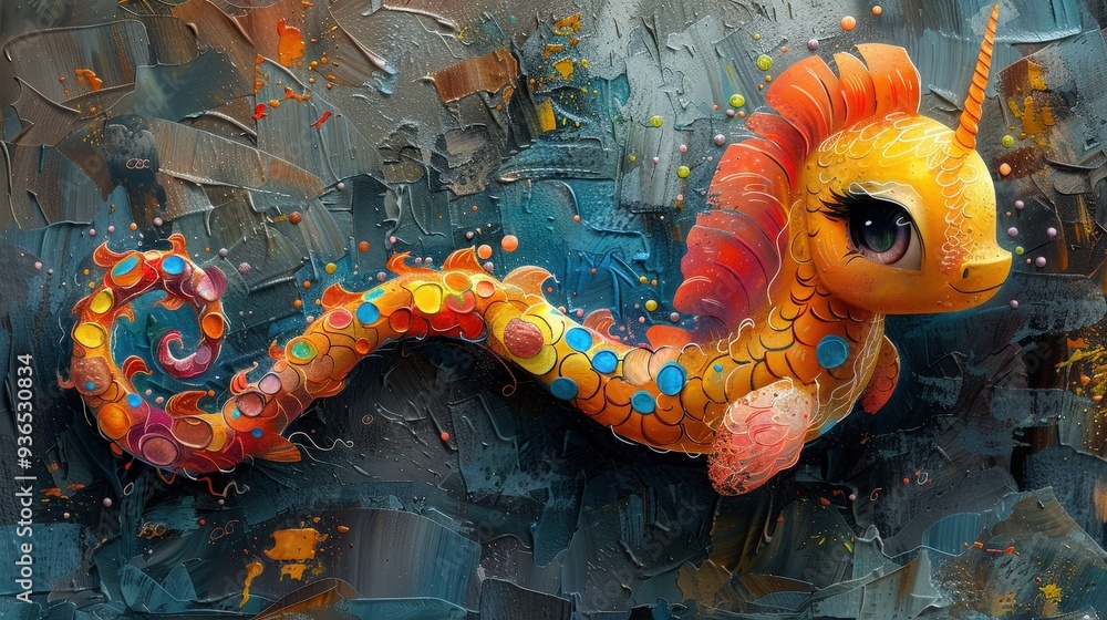 Obraz premium Seahorse, underwater, art, illustration, wallpaper, abstract background