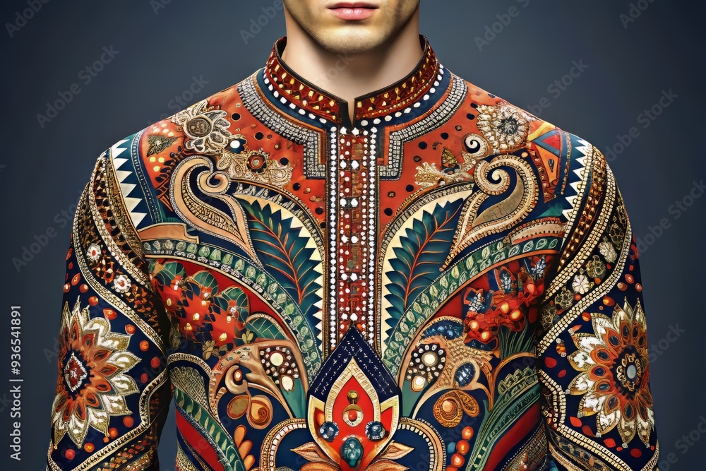 Obraz premium **Elegant Fusion**: Bold patterns and intricate embellishments converge to create distinctive designs that exude sophistication and craftsmanship in every stitch, seam, and flourish.