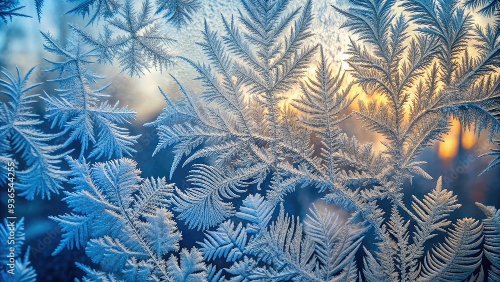Icy frost patterns on a frozen glass windowpane create a mesmerizing abstract background with intricate details and a delicate, lace-like winter wonderland design. Icy frost patterns on a frozen glass windowpane create a mesmerizing abstract background with intricate details and a delicate, lace-like winter wonderland design.