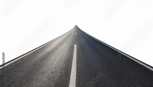 Straight asphalt road isolated on white background photo