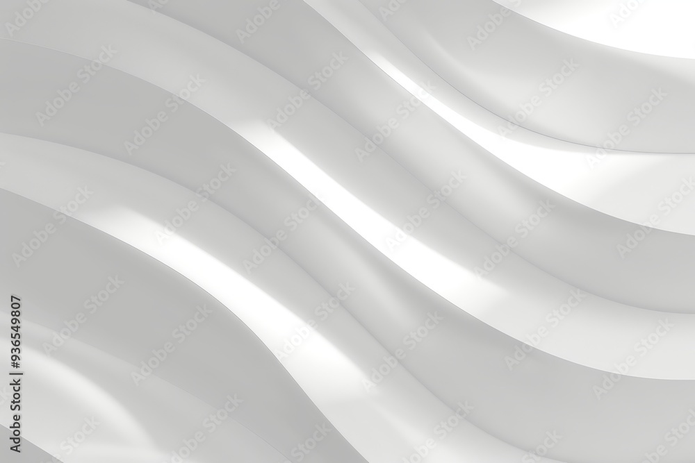 Obraz premium Abstract Background, Smooth White Waves. Minimalistic Design, Geometric 3D Rendering.