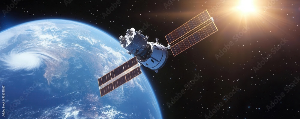 A space-based radar system monitoring the solar system for potential threats to Earth, Earth defense, space exploration, technological innovation A space-based radar system monitoring the solar system for potential threats to Earth, Earth defense, space exploration, technological innovation