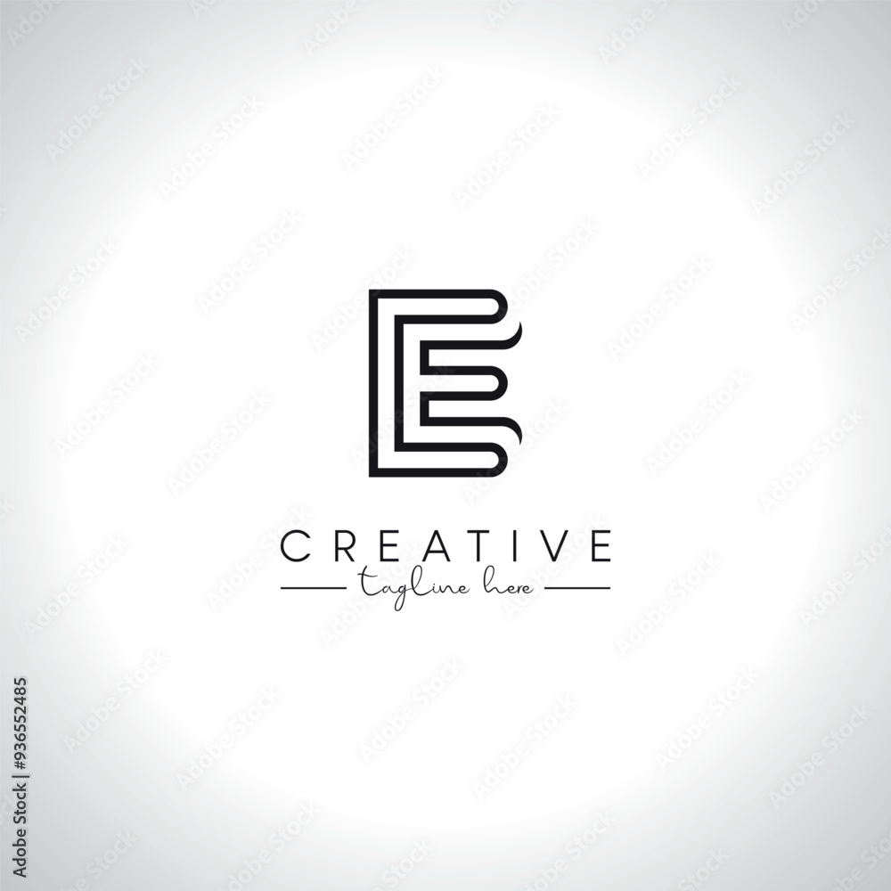 Abstract Letter E Monogram Artistic Line Logo Design. Initial Vector Template. Abstract Letter E Monogram Artistic Line Logo Design. Initial Vector Template.