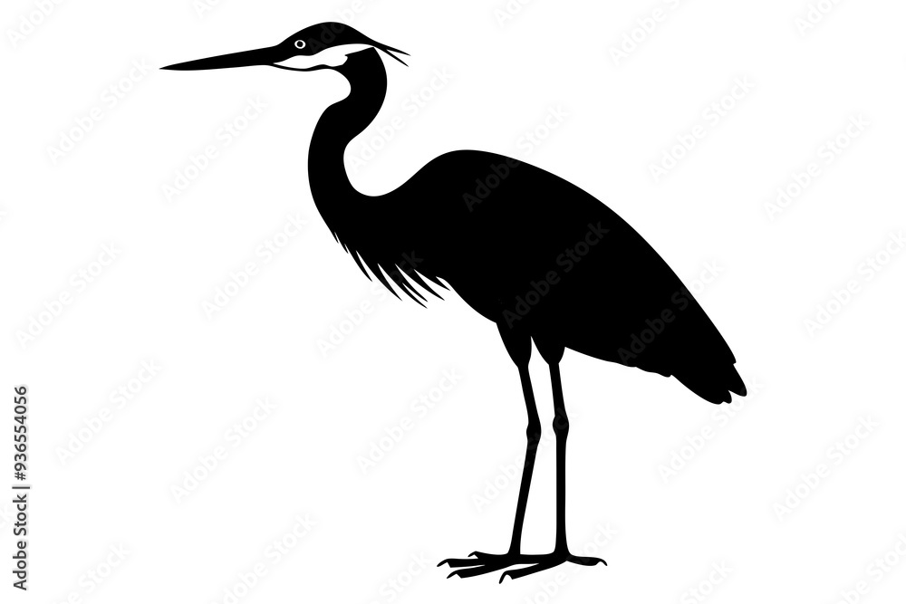 Fototapeta premium Silhouette of a heron on a white background