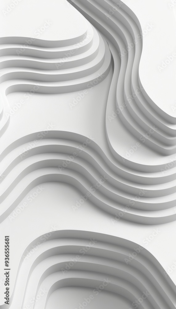 Obraz premium Abstract 3D Render, White Wavy Background With Smooth Shapes, Minimalist Design Elements