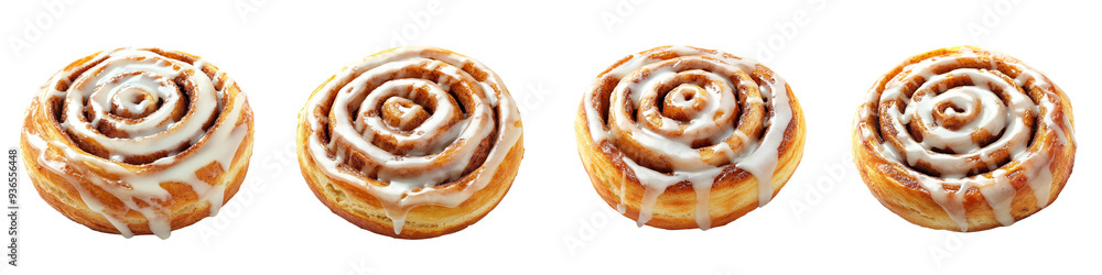 et of A Cinnamon roll with glaze, on a transparent background et of A Cinnamon roll with glaze, on a transparent background