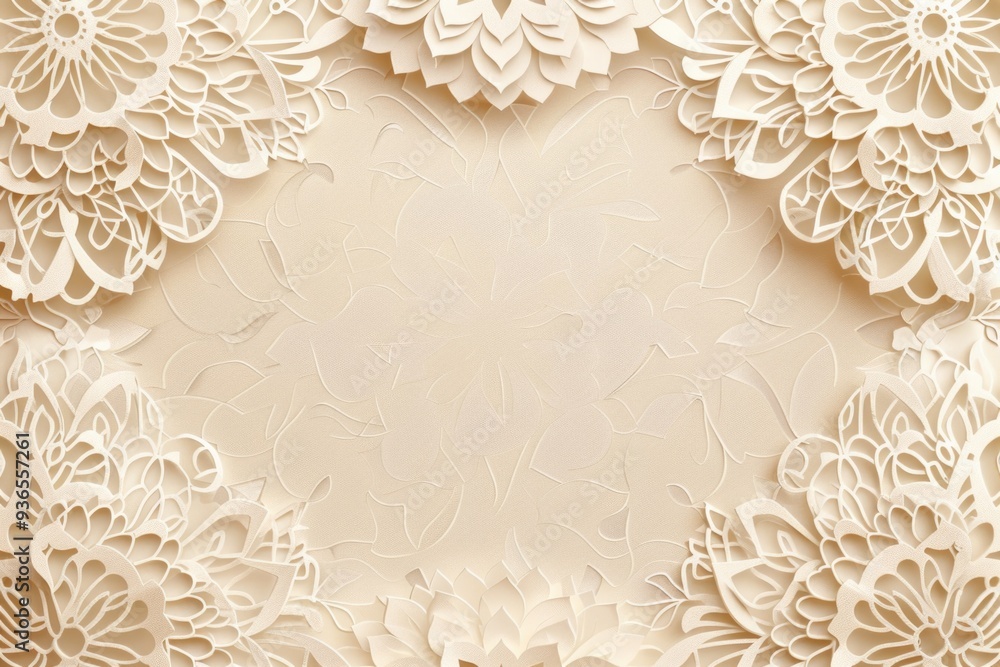 Intricate Traditional Paper Cut Design Background with Heart and Floral Patterns Intricate Traditional Paper Cut Design Background with Heart and Floral Patterns