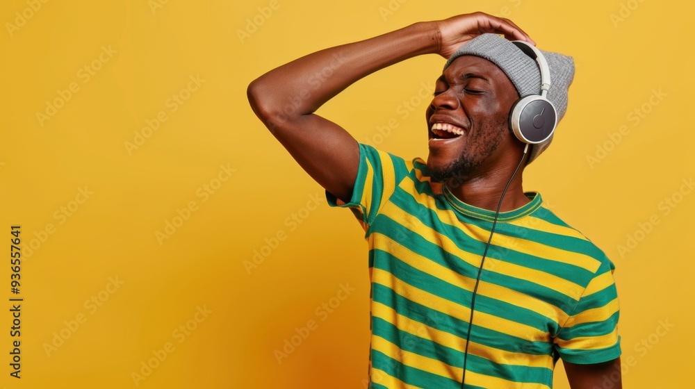The man with headphones The man with headphones