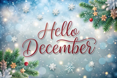 Happy Winter background. Hello December season. Cartoon illustration Template for Poster, Banner, Greeting, Card, Flyer, Cover, Sale, Promotion. Snowfall, Snowy weather. welcome winter design.