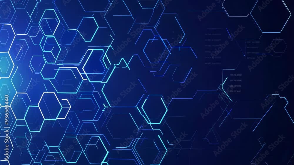 Abstract blue hexagonal pattern background with glowing lines, perfect for technology, science, or digital art projects. Abstract blue hexagonal pattern background with glowing lines, perfect for technology, science, or digital art projects.