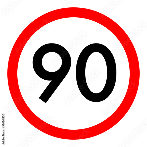 Speed limit 90 round road traffic icon flat design for project