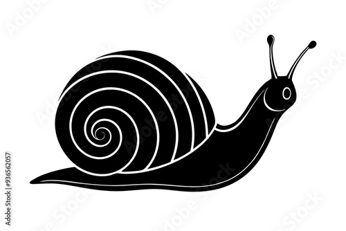Silhouette vector snail on white background 