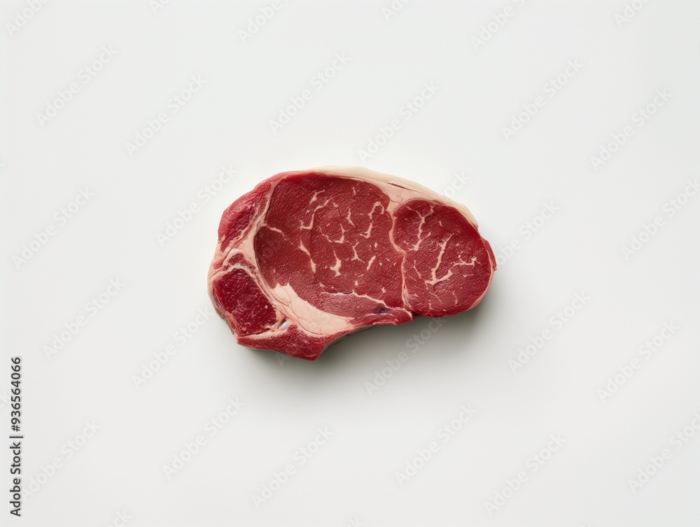 Fototapeta premium A steak of thick cut. Fresh, juicy raw marbling meat. AI generated