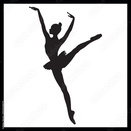 Ballet Dancer Silhouette in Pose clipart
