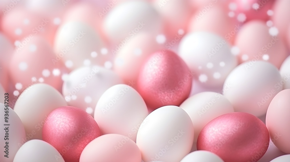 Floating colorful Easter eggs on a bright, soft-focus background. Floating colorful Easter eggs on a bright, soft-focus background.