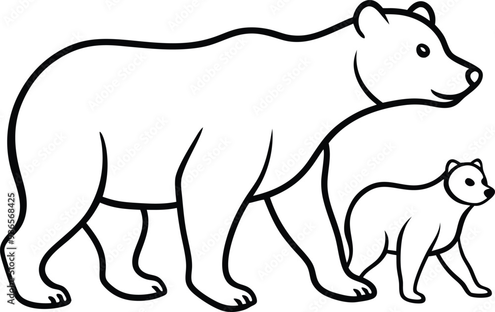 illustration of a cartoon bear with baby illustration of a cartoon bear with baby