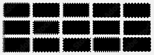 Cloudy wave curve edge borders vector set black color wavy scalloped doodle drawn style for decoration, funky zigzag
