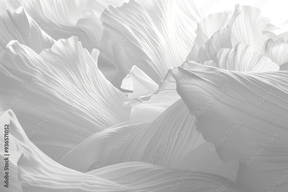 Obraz premium Abstract monochrome background with smooth lines, elegant flow. Image of white drapes or fabric.