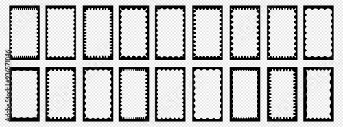 Squiggle stories frame vector set black color isolated on checkered background. Cloudy wave curve edge frame