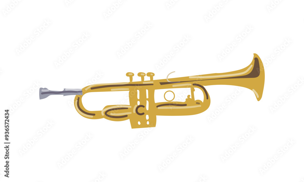 Vector gold trumpet icon cartoon of gold trumpet vector icon for web design isolated on white background. Musical instrument for jazz and festive. Vector gold trumpet icon cartoon of gold trumpet vector icon for web design isolated on white background. Musical instrument for jazz and festive.