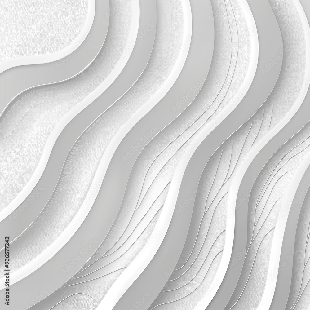 Obraz premium White Abstract Waves Background, 3d Render. Minimal Design Style with Smooth Wavy Shape