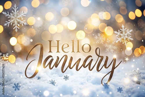 Happy Winter background. Hello January season. Cartoon illustration Template for Poster, Banner, Greeting, Card, Flyer, Cover, Sale, Promotion. Snowfall, Snowy weather. welcome winter design.