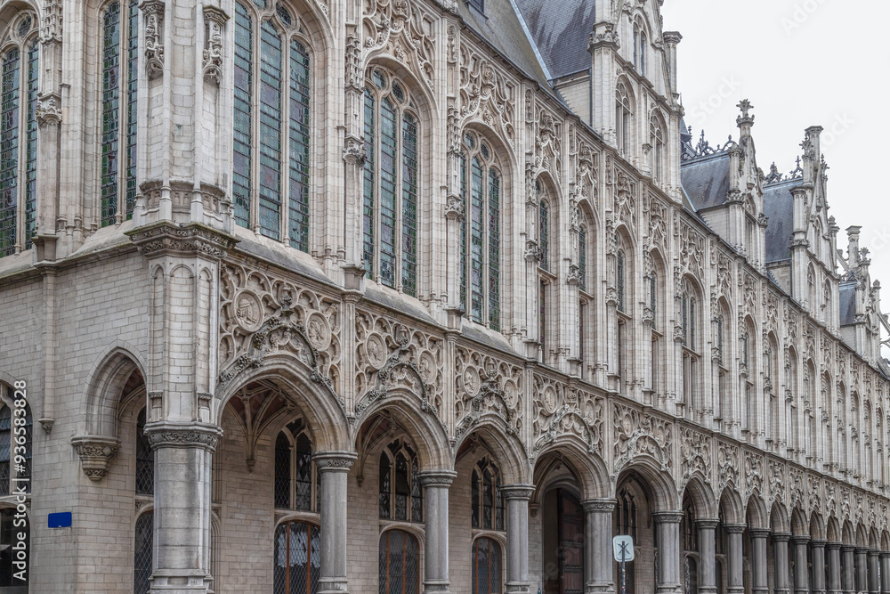 Northern facade of the Gothic town hall of Mechelen in Belgium. Northern facade of the Gothic town hall of Mechelen in Belgium.
