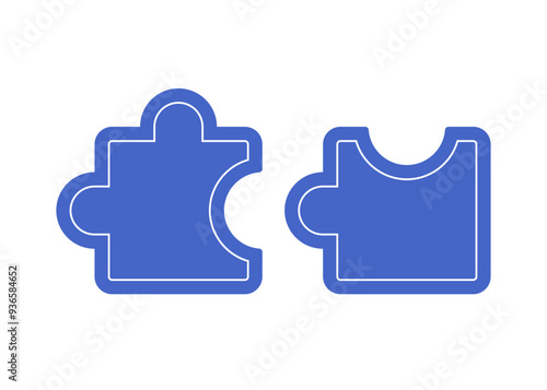 Two blue puzzle pieces interlocking on a plain background highlighting simplicity and fun