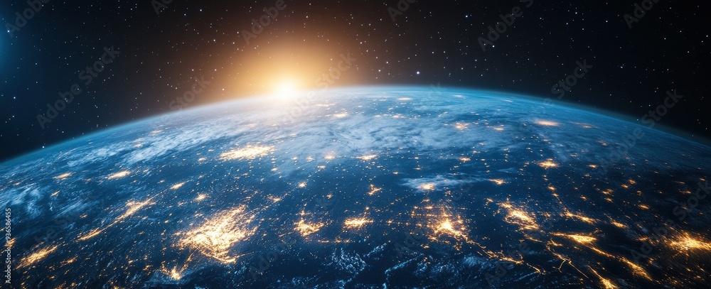 Obraz premium Cyberspace commerce infrastructure highlighting worldwide links cryptocurrency and internet-enabled objects on an extended banner design