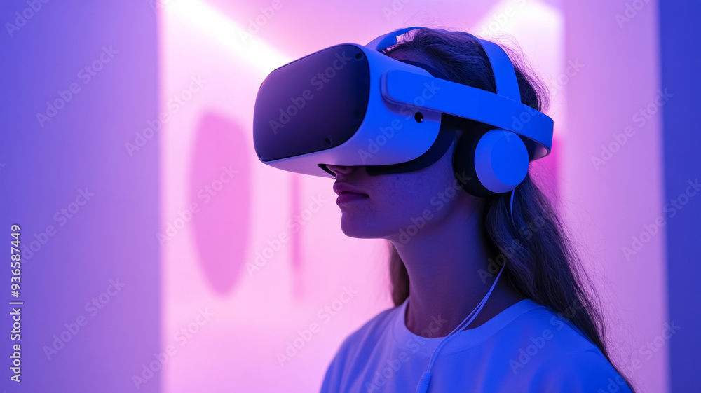 Photos of people immersed in virtual environments, exploring new worlds, or interacting in virtual communities. Photos of people immersed in virtual environments, exploring new worlds, or interacting in virtual communities.