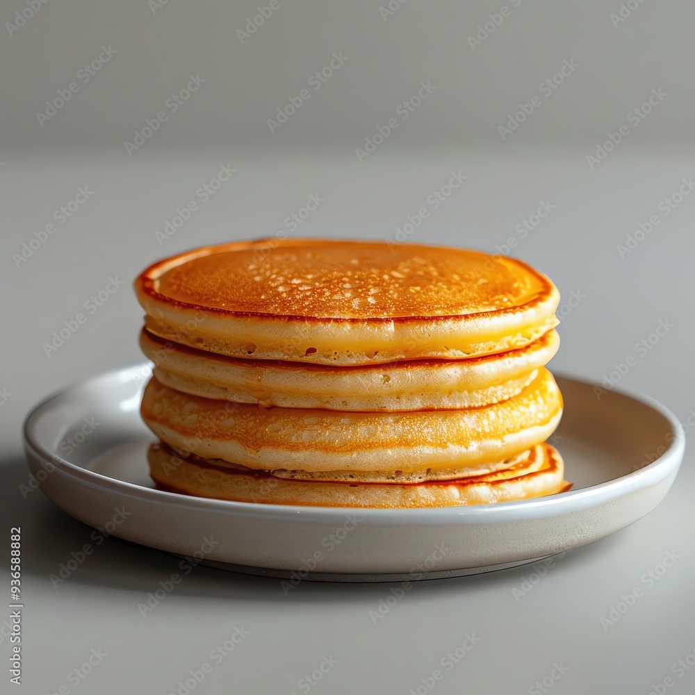 Deliciously stacked pancakes on a clean plate, perfect for breakfast or brunch aesthetics. Deliciously stacked pancakes on a clean plate, perfect for breakfast or brunch aesthetics.
