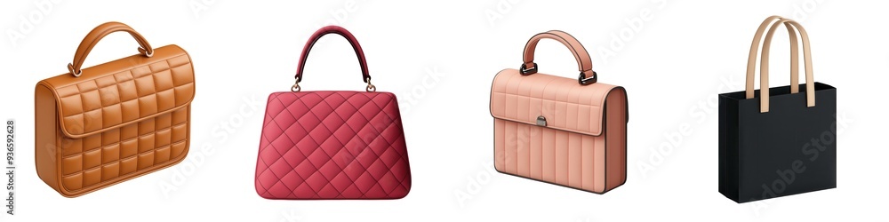A stylish collection of leather handbags, showcasing various designs and colors perfect for any occasion. A stylish collection of leather handbags, showcasing various designs and colors perfect for any occasion.