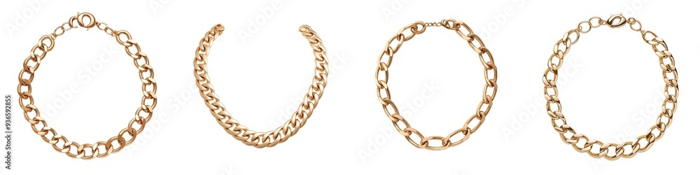 Set of elegant gold chains featuring unique designs, perfect for accessorizing and enhancing any outfit or jewelry collection. Set of elegant gold chains featuring unique designs, perfect for accessorizing and enhancing any outfit or jewelry collection.