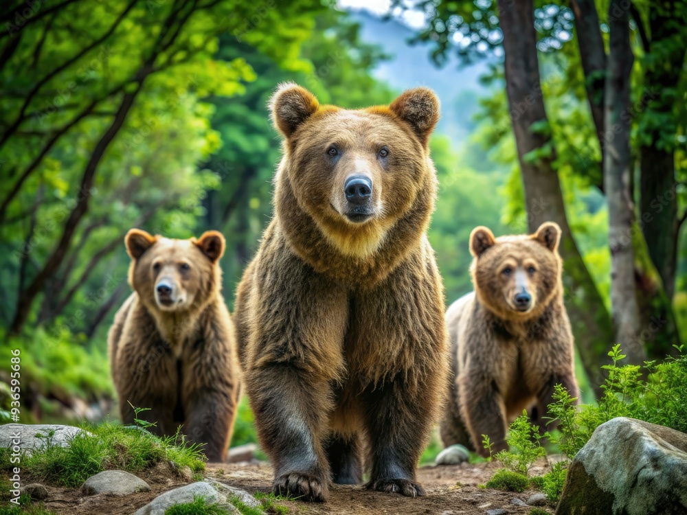 Majestic rescue bears roam freely in a tranquil forest haven at a Bulgarian sanctuary, enjoying a second chance at a peaceful life. Majestic rescue bears roam freely in a tranquil forest haven at a Bulgarian sanctuary, enjoying a second chance at a peaceful life.
