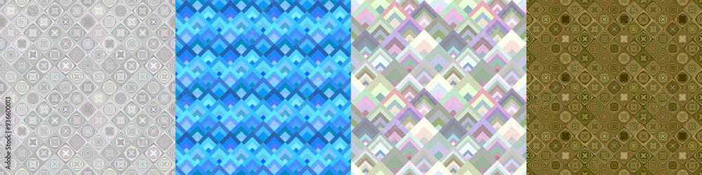 Seamless color geometric pattern set Seamless color geometric pattern set