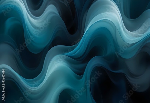 Flowing Blue and black abstract background with soft, wavy shapes and subtle sparkles