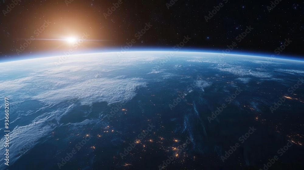 Fototapeta premium A global initiative to use space exploration technology for Earth s defense, ensuring a safe future, Earth defense, space exploration, technological cooperation