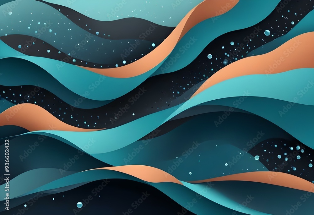 Flowing Blue and black abstract background with soft, wavy shapes and subtle sparkles Flowing Blue and black abstract background with soft, wavy shapes and subtle sparkles