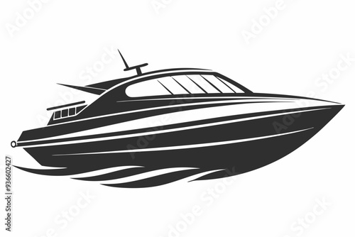 speed boat silhouette vector illustration