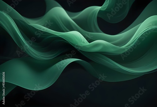 Flowing green and black abstract background with soft, wavy shapes and subtle sparkles