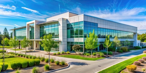 Modern biotech facility stands out amidst lush green surroundings in Fremont, California, serving as a hub for innovative stem cell research and development initiatives.